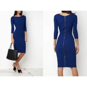 MAJE Blue Rapidette Ribbed Knit Zip Up Bodycon Dress 6